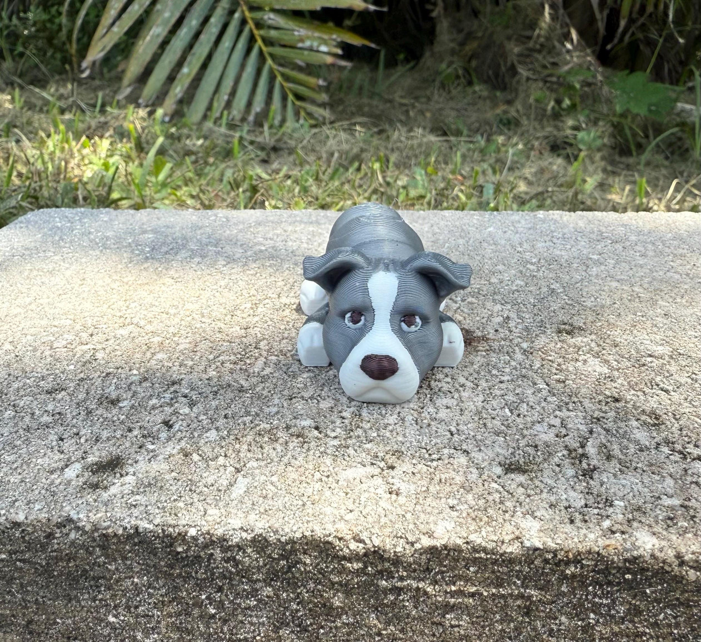 Grey/Blue Pittie Flexi / PitBull/ 3D print / desk pets / desk buddy / fidget / articulated figure