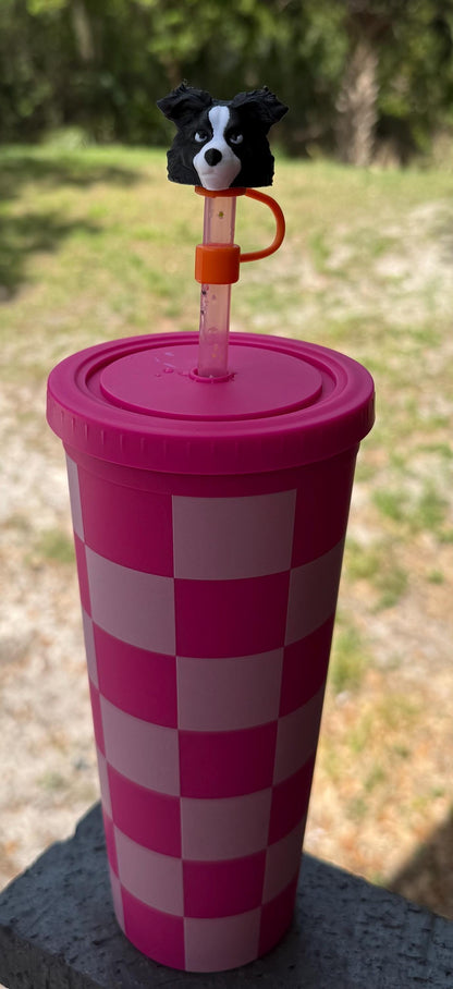 Dog breed straw toppers / silicone straws / compatible with most cups!