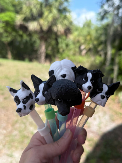 Dog breed straw toppers / silicone straws / compatible with most cups!