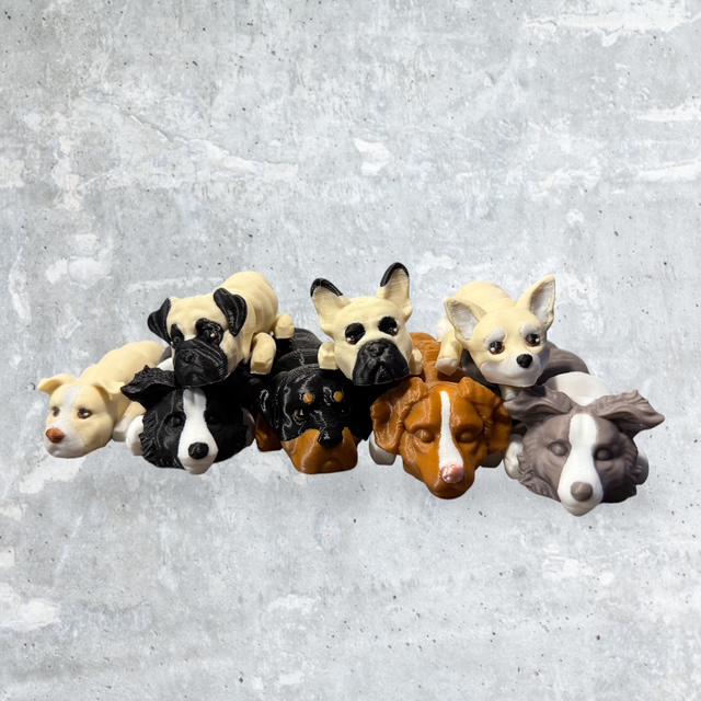 Flexi Border Collie / BC / Customizable / articulated fidget / Lilac / Black / Chocolate