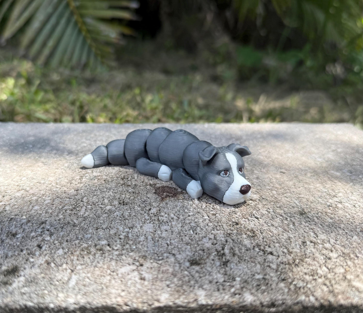 Grey/Blue Pittie Flexi / PitBull/ 3D print / desk pets / desk buddy / fidget / articulated figure