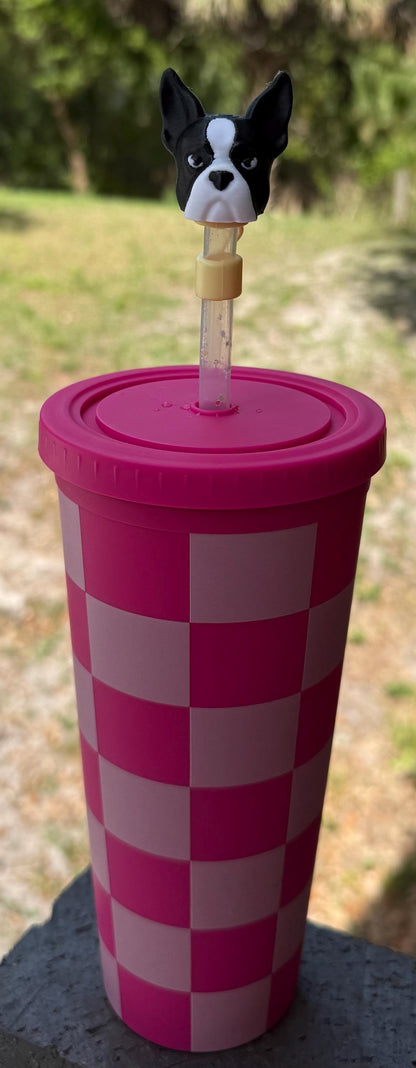 Dog breed straw toppers / silicone straws / compatible with most cups!