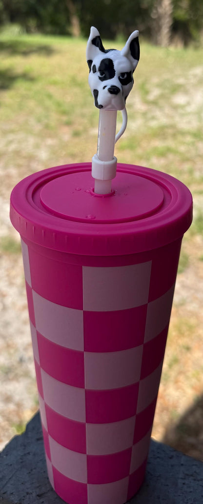 Dog breed straw toppers / silicone straws / compatible with most cups!