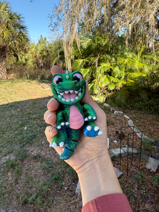 Adorable Blue and Green Color shifting Cuddly Friends Crocodile | Fidget | Articulated | two toned