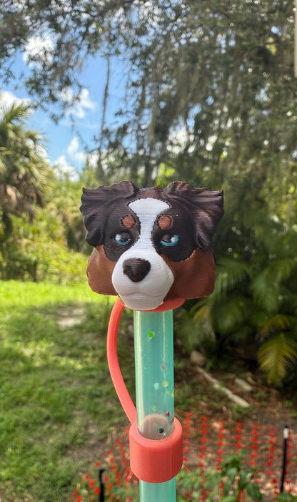 Dog breed straw toppers / silicone straws / compatible with most cups!